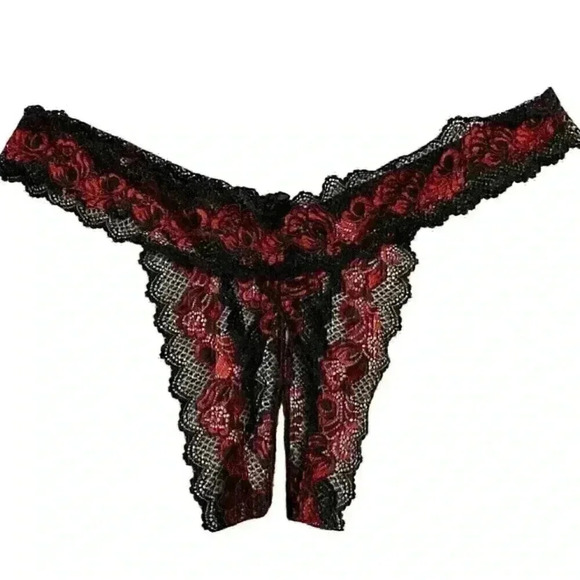 Rene’ Rofe’ Crotchless Lace V-Thong Panty Women’s 3X/4X Red Sexy Intimate NWOT - Picture 2 of 7